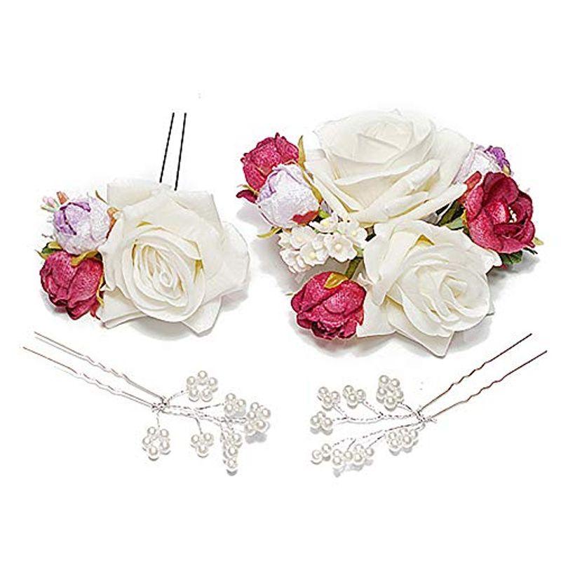 熱販売 ヘアスタイル 髪型 薔薇 白 ピンク 豪華4点セット 和装 袴 振袖 花 成人式 髪飾り ヘアアレンジ No 9 4801 ドライフラワー かんざし 髪飾り Michiganestateplanning Com