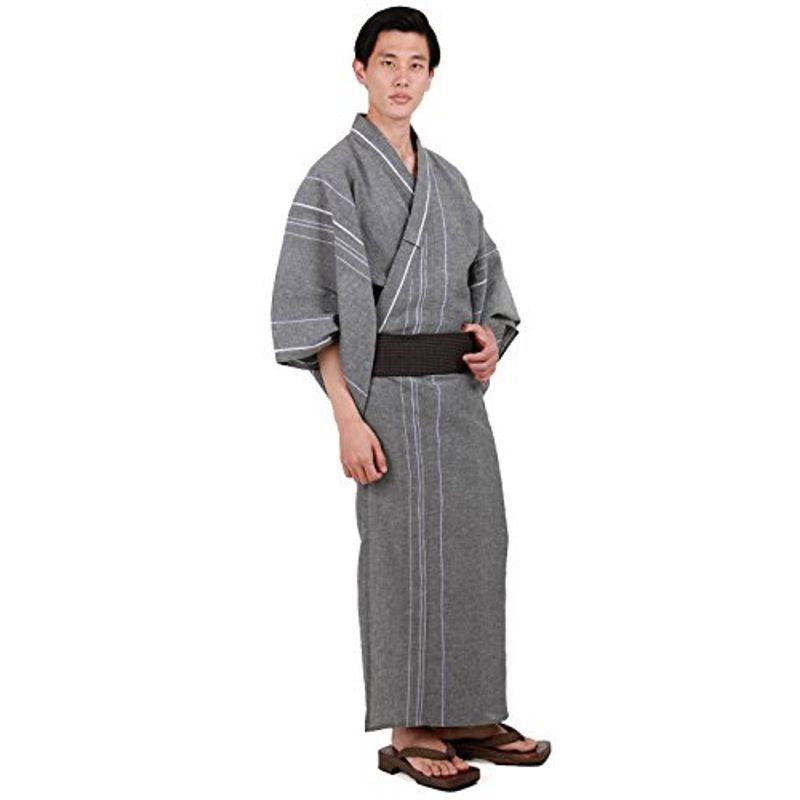 人気の新作 男着物の加藤商店 浴衣 メンズ 近江ちぢみ織物 上質 綿麻 メンズ浴衣 単品 L グレー 浴衣 Www Oroagri Eu