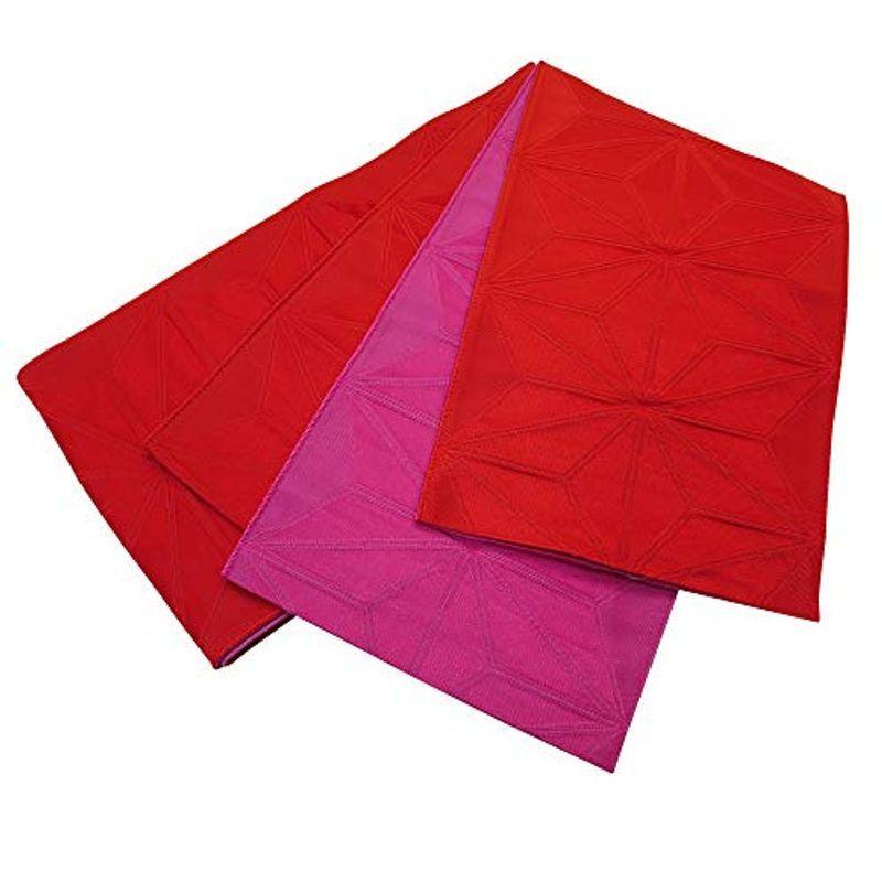 限時セール 撫松庵 レディースファッション 半幅帯 着物 浴衣 麻の葉無地 アカ 帯