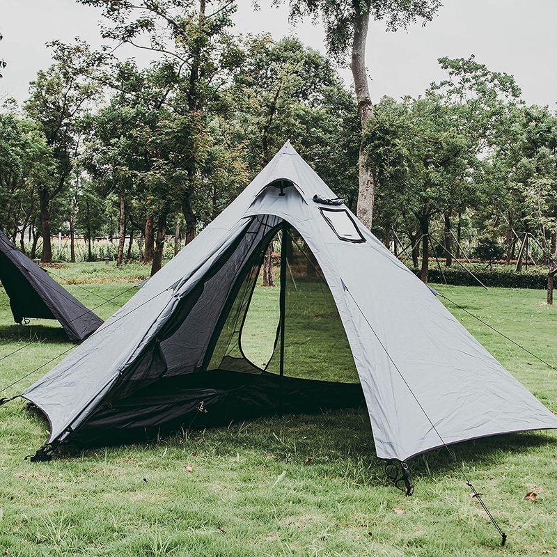 DOKICAMP ワンポールテント 軽量テント 高さ160CM かんたん設営 インナー取り外し可 煙突用防火穴 テント内料理・焚火可 ソロ ワンポールテント 軽量テント 高さ160CM かんたん設営 インナー取り外し可 煙突用防火穴 テント内料理 焚火可 ソロ