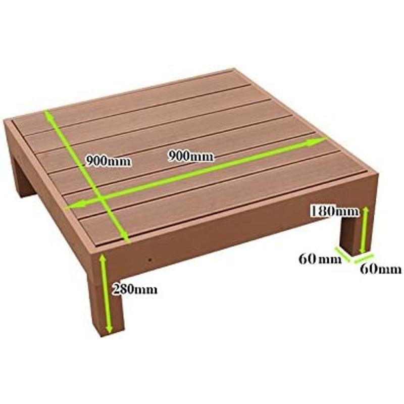 新入荷！ 人工木ウッドデッキ 縁台 4点セット 1坪 連結用ネジ付 樹脂 デッキ 縁台2色選択可 (ダークブラウン) 【RIZ1215687698】(42723円)
