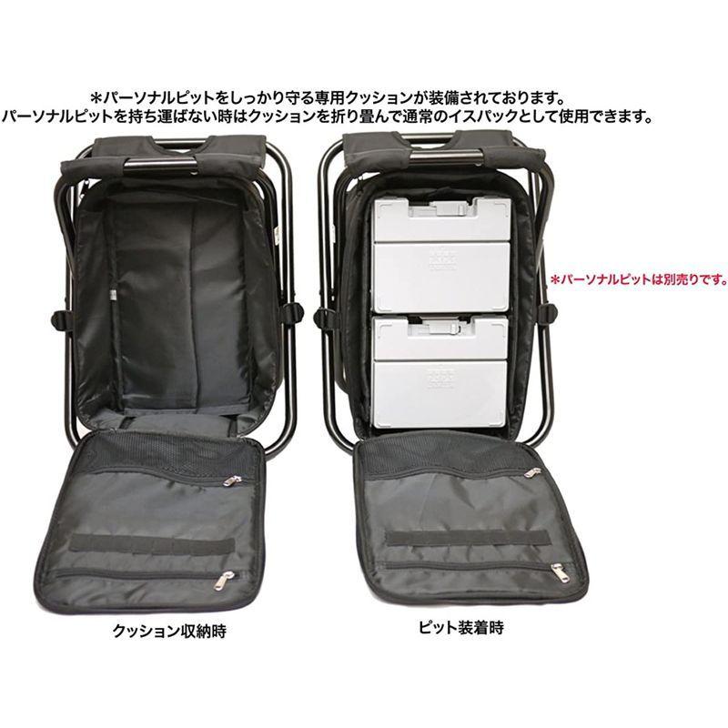 イスパック アウトドア 椅子付き リュック 2WAY ペットボトルポケット付き IS-4WD11 ブラック ナイロン アウトドア 椅子付き リュック 2WAY ペットボトルポケット付き IS 4WD11 ブラック