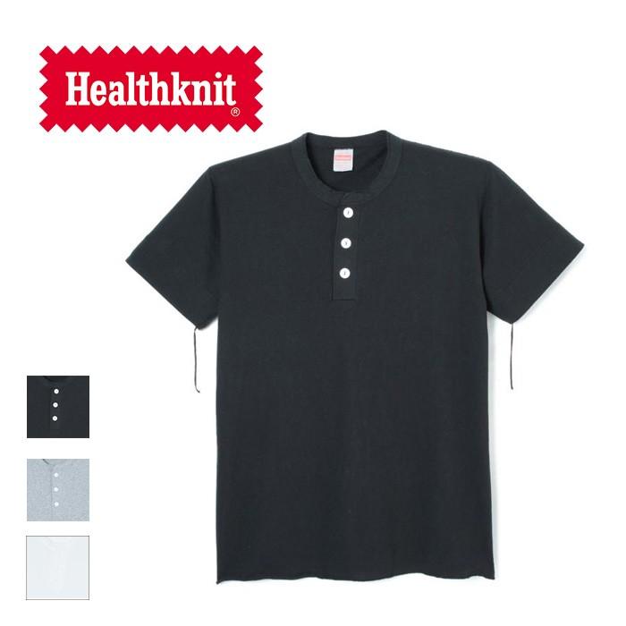 ヘルスニット Healthknit  ロング Tシャツ ヘンリーネック 半袖 半袖Tシャツ メンズ レディース 906S｜elva
