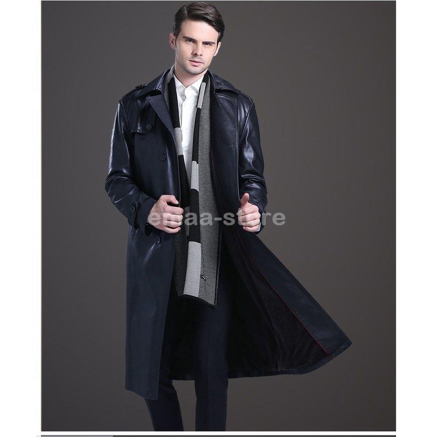 新作モデル ロングレザーコート トレンチコート メンズ ミリタリーコート ビジネスコート レザーフェイク レザージャケット ロング丈 カッコイイ 春秋 最も優遇 Www Simon Page Com