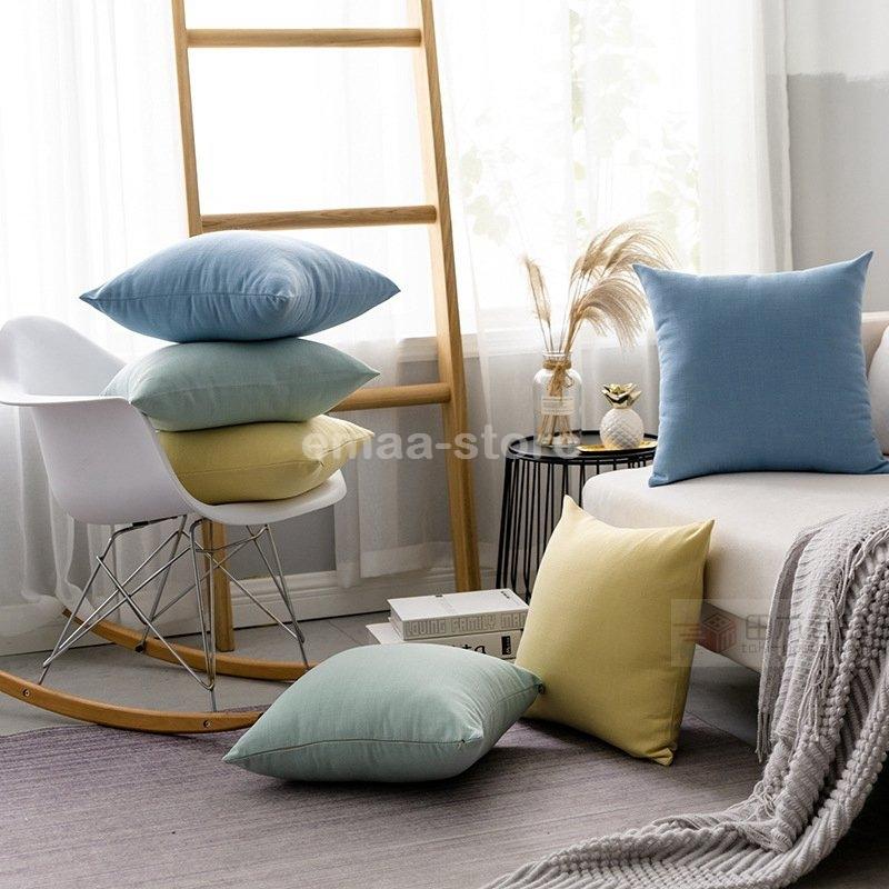 リネン風 シンプル風溢れるクッション カバー 北欧 45 45 柔らか 無地 インテリア 洗えるコットン