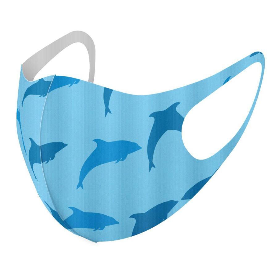 マスク 2枚セット デザイン 洗える ポリエステル メンズ レディース 男性 女性 こども ジュニア 幼児 未就学児 海　イルカ　青 010969 | 