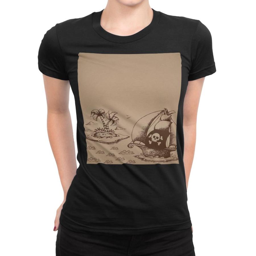 Tシャツ レディース 半袖 ブラック 黒 デザイン S M L Xl Tシャツ ティーシャツ T Shirt イラスト 海賊 船 島 Fb Ts E Mart 通販 Yahoo ショッピング