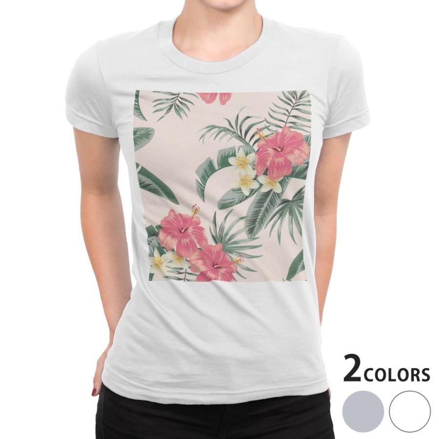 Tシャツ レディース 半袖 ホワイト グレー 白 灰色 デザイン S M L Xl Tシャツ ティーシャツ T Shirt 夏 ハイビスカス 植物 Fw Ts E Mart 通販 Yahoo ショッピング