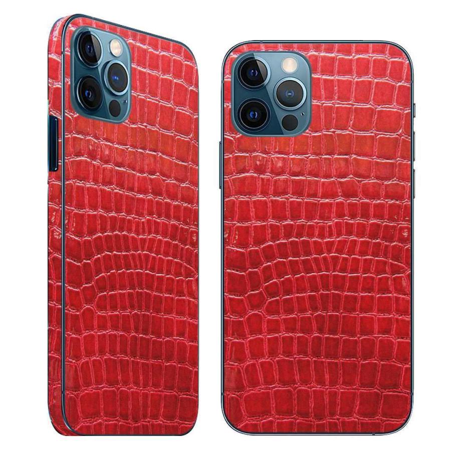 Iphone12 対応 アイフォン 全面スキンシール フル 背面 側面 正面 液晶 スマホケース ステッカー スマホカバー ケース 赤 蛇柄 クロコダイル 超人気