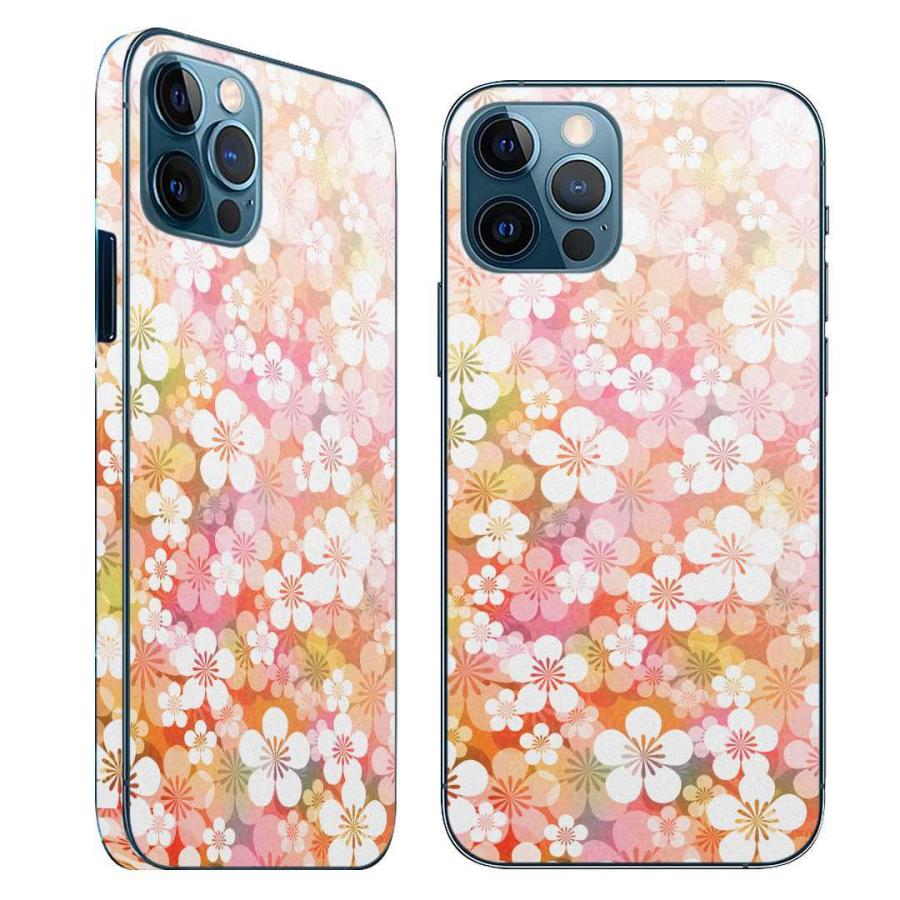 独特な Iphone12 対応 アイフォン 全面スキンシール フル 背面 側面 正面 液晶 スマホケース ステッカー スマホカバー ケース 和風 和柄 花 フラワー
