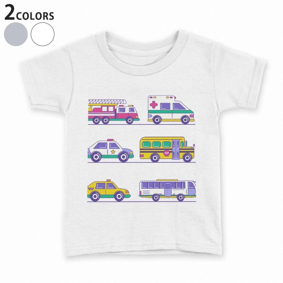 Tシャツ キッズ 半袖 白地 灰色 ホワイト グレー デザイン 110 1 130 140 150 Tシャツ ティーシャツ T Shirt 乗り物 救急車 パトカー 0136 Kw 0136 Ts E Mart 通販 Yahoo ショッピング