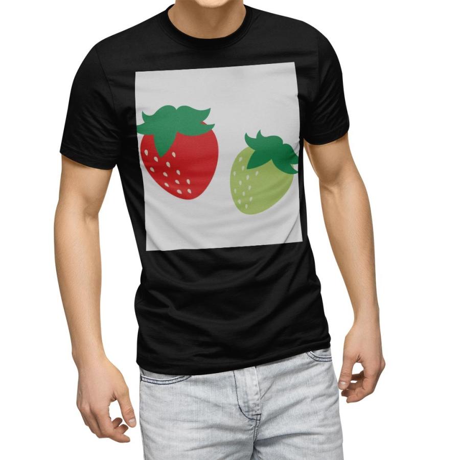 Tシャツ メンズ 半袖 ブラック デザイン Xs S M L Xl 2xl Tシャツ ティーシャツ T Shirt 黒 いちご 赤 緑 Mb Ts E Mart 通販 Yahoo ショッピング