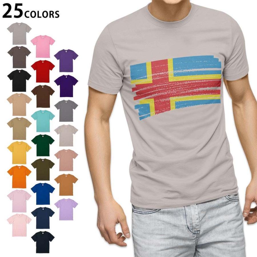 選べる20カラー tシャツ メンズ 半袖 デザイン  S M L XL 2XL 3XL T shirt 018378 国旗 aland-islands オーランド諸島｜emart