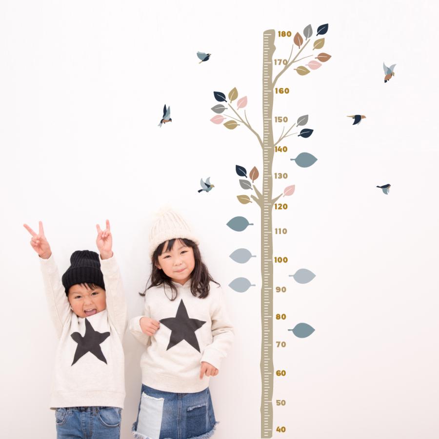 ウォールステッカー 身長計 メモ付き 記念 目盛り 子供部屋 動物 北欧