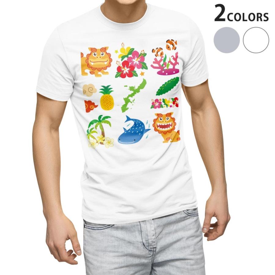 即納最大半額 Tシャツ メンズ 半袖 ホワイト グレー デザイン Xs S M L Xl 2xl Tシャツ ティーシャツ T Shirt シーサー 沖縄 ハイビスカス Aynaelda Com