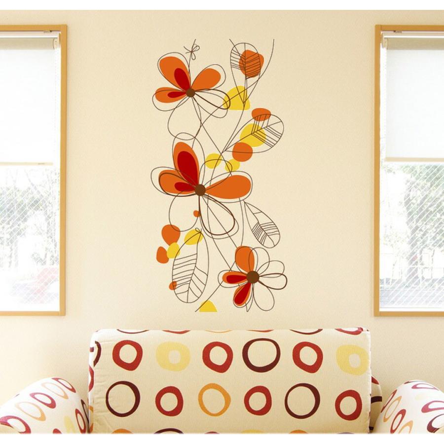 ウォールステッカー 飾り 590×1327mm シール式 装飾 おしゃれ 壁紙 はがせる wall sticker フラワー 花 オレンジ