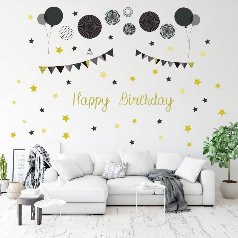 誕生日 シール式ウォールステッカー 誕生日 Birthday 飾り 90 90cm ケーキ バースデーパーティ飾り 黒 飾り ガーランド Wsl Ws E Mart 通販 Yahoo ショッピング