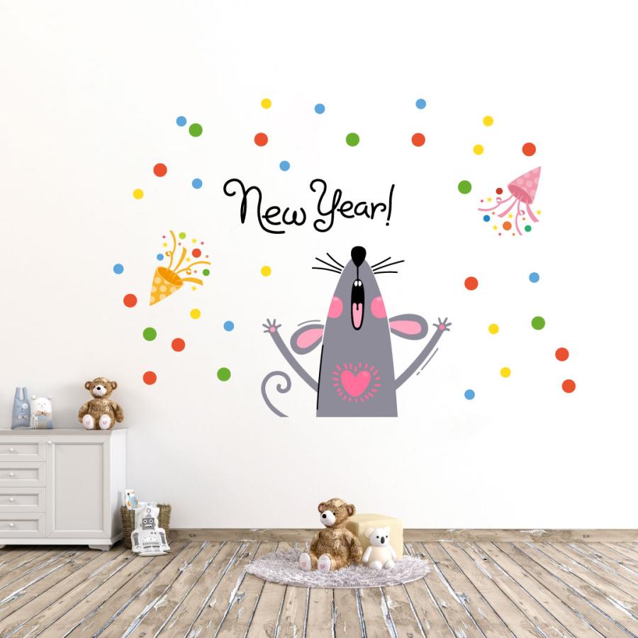 ウォールステッカー お正月 New Year 90 90cm Lsize カラフル かわいい Wsl Ws E Mart 通販 Yahoo ショッピング