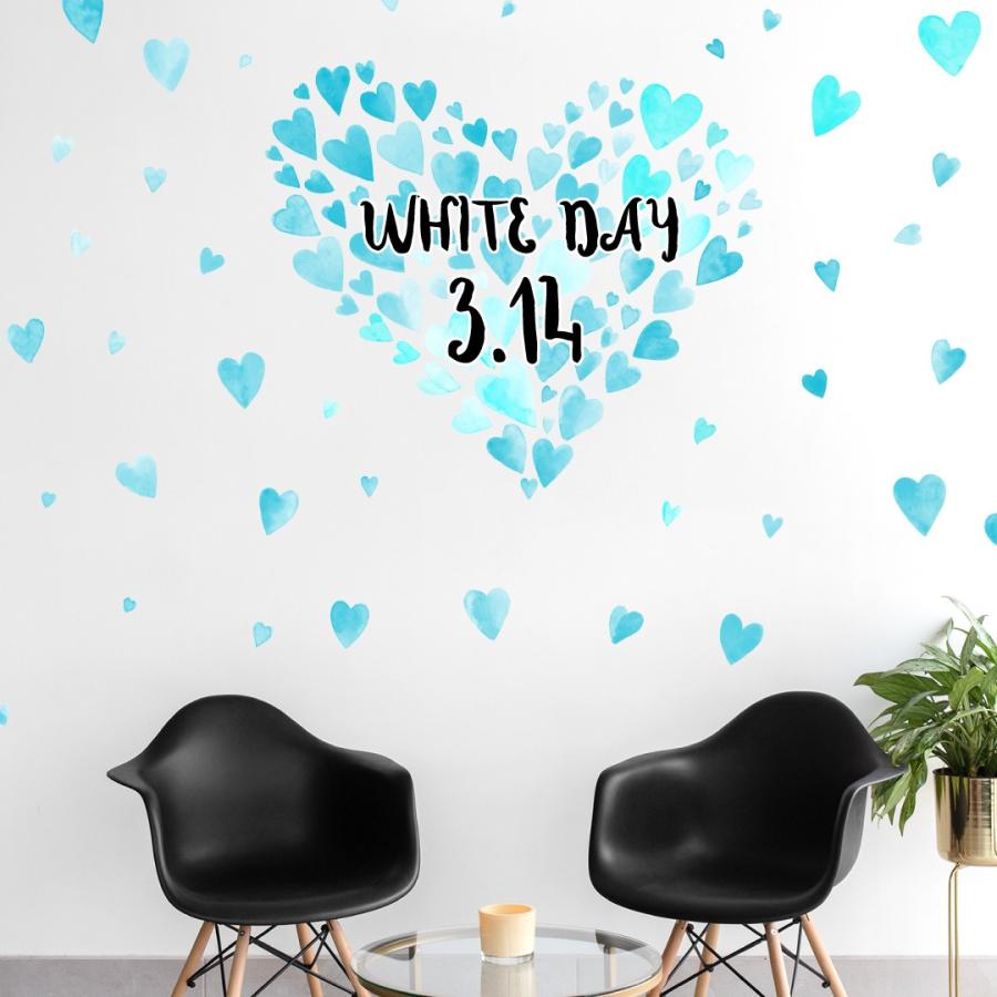 ホワイトデー シール式ウォールステッカー ウォールステッカー 飾り 90 90cm 3月14日 水色ハート かわいい 綺麗 0171 Wsl 0171 Ws E Mart 通販 Yahoo ショッピング