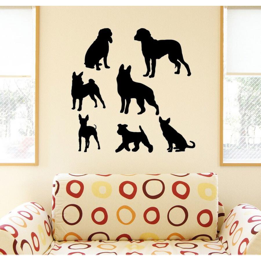 正規代理店 ウォールステッカー 飾り 60 60cm シール式 装飾 おしゃれ 壁紙 はがせる 剥がせる カッティングシート Wall Sticke 犬 影 シルエット Cisama Sc Gov Br