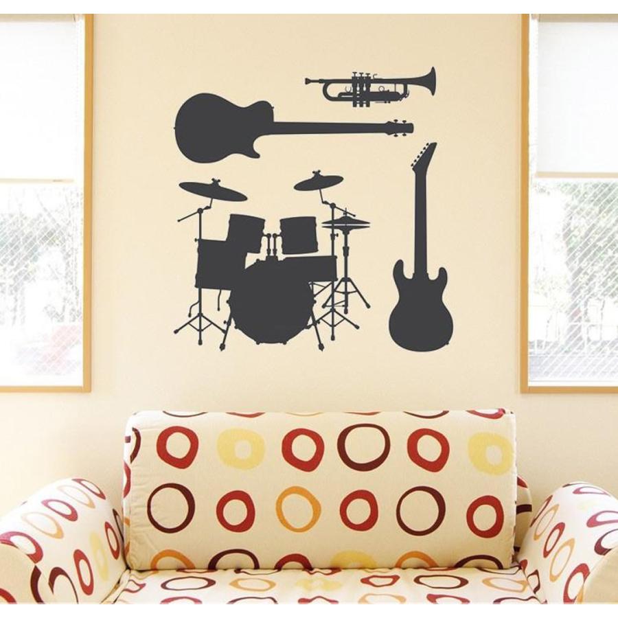 爆売りセール開催中 ウォールステッカー 飾り 60 60cm シール式 装飾 おしゃれ 壁紙 はがせる 剥がせる カッティングシート Wall Sticke 楽器 音楽 バンド Cisama Sc Gov Br