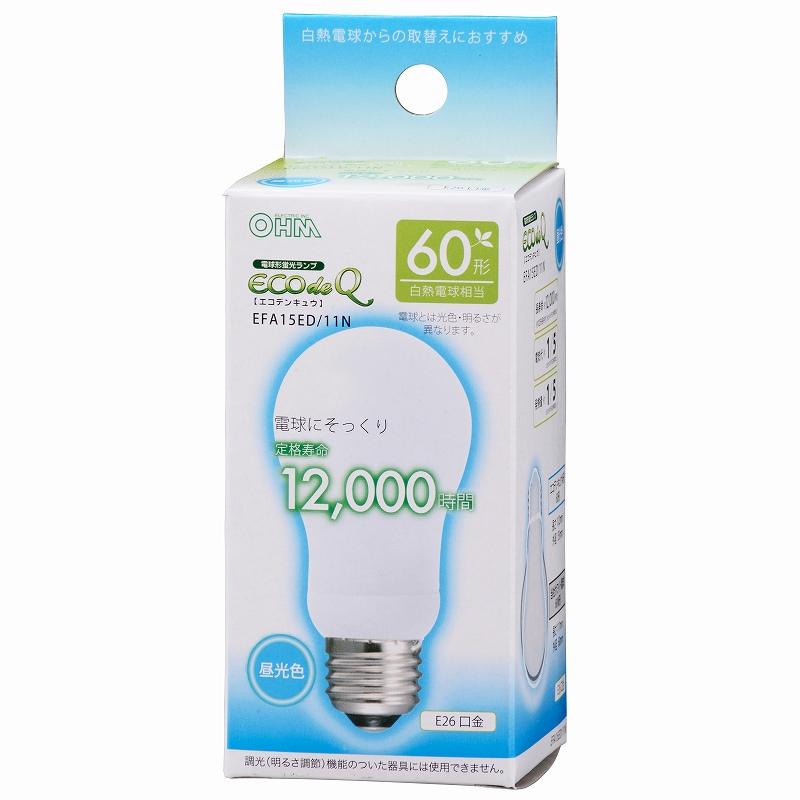 OHM（オーム電機） セール品 電球形蛍光灯 E26 60形相当 昼光色