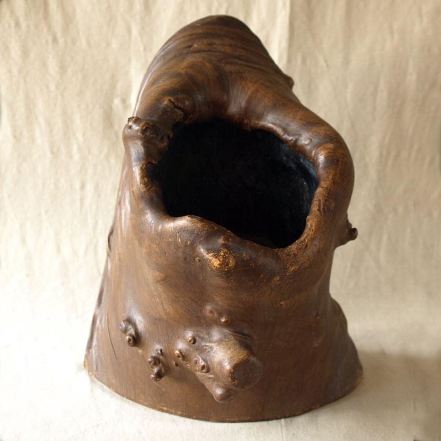 レア珍品 時代 漆塗 栃の木 瘤 変木40cm珍木 侘 寂 オブジェ 花台 飾台 盆栽 花道 茶道 古民藝 天然木 床置き 玄関飾り