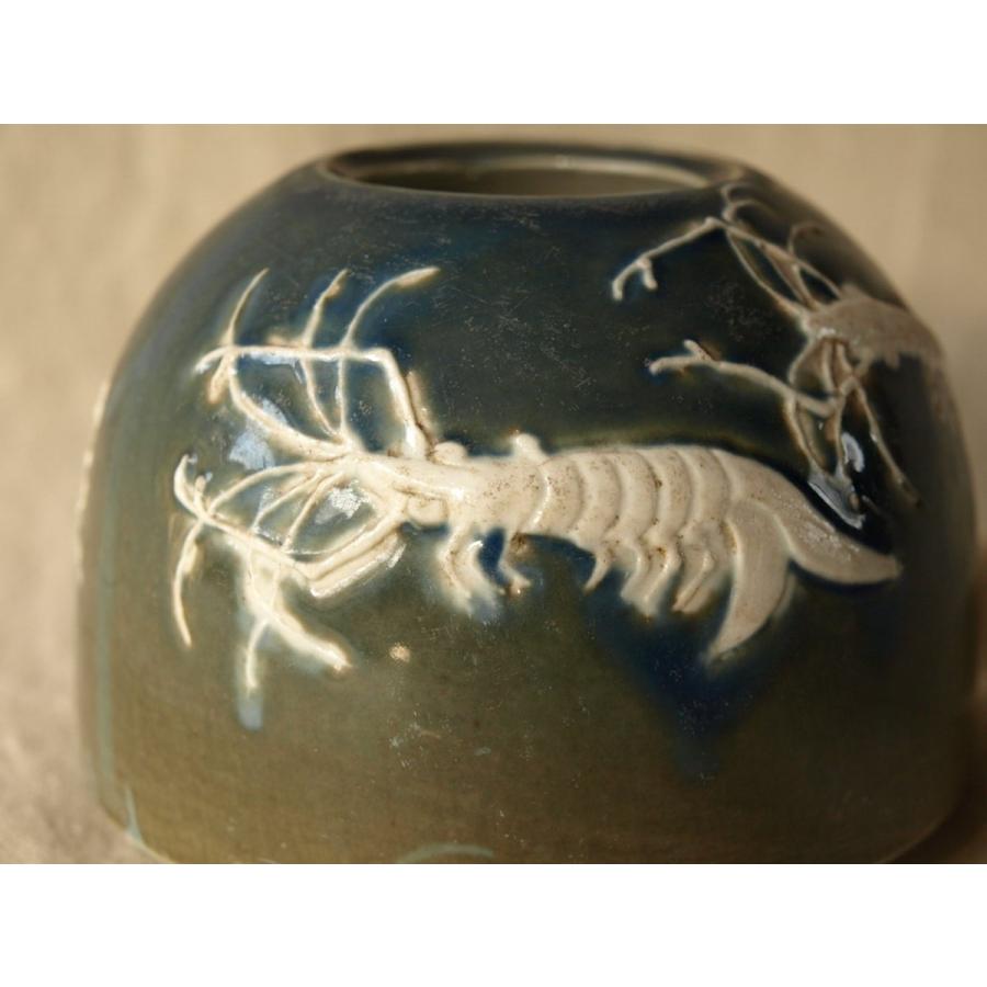 レア珍品 清代 手長海老図筆洗11cm文房具 花入 不老長寿吉祥縁起物 中国古美術 古董品 時代唐物 書道 唐物古玩 沁色陶磁器の画像
