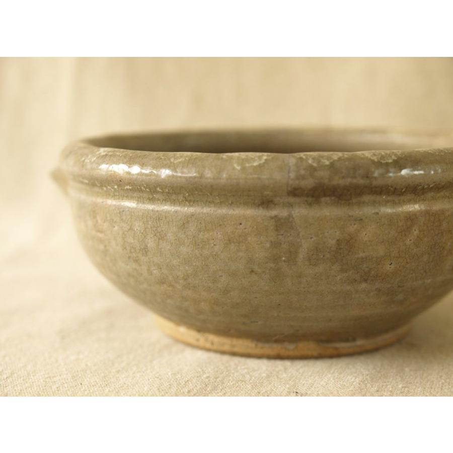 江戸時代 古瀬戸片口鉢14.5cm花入 黄瀬戸 瀬戸焼花入 花器 ミニ