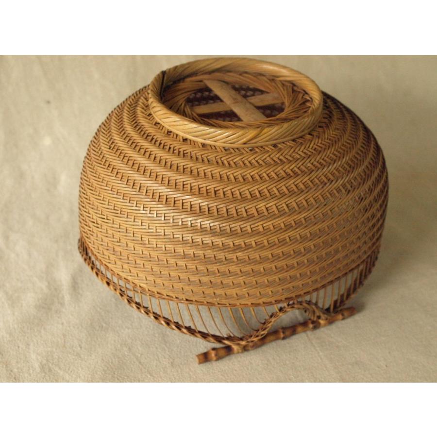 超絶 技巧 時代 竹編み籠20cm 在銘 茶月 作家物 バスケット 花入