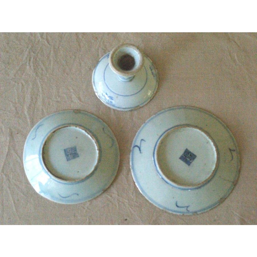 中国 清朝期 染付中皿 アンティーク 送料込み0302 中国 清朝期 染付中