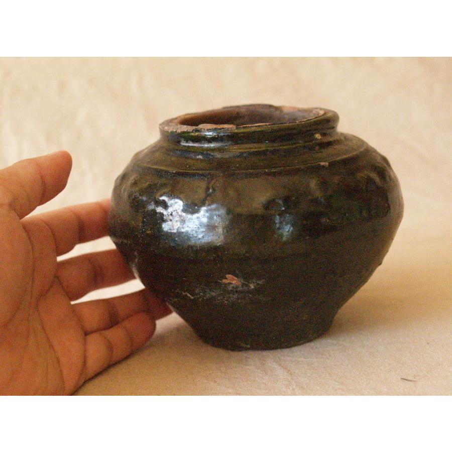 貴重 中国 漢代 緑釉小壺11ｃｍ 銀化 古玩 中国古美術 唐物