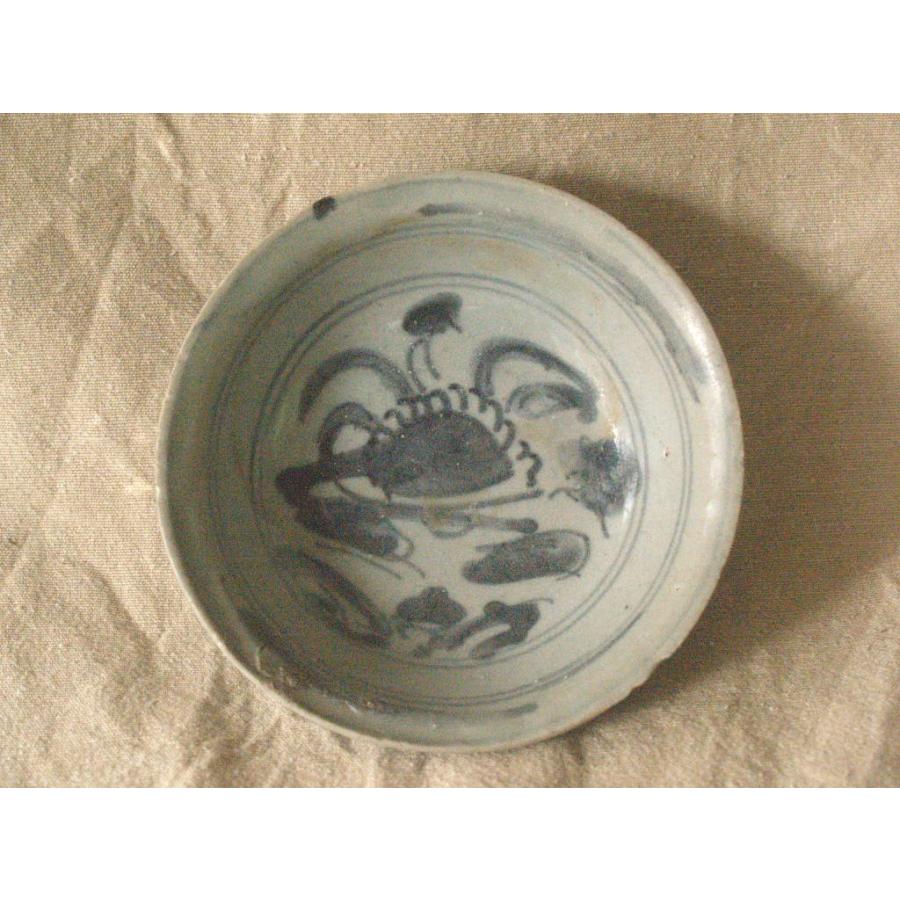 元 明時代 青花茶碗2種13ｃｍ 草花紋 中国古美術 アジア古陶器 検）古伊万里 茶道 花道_3