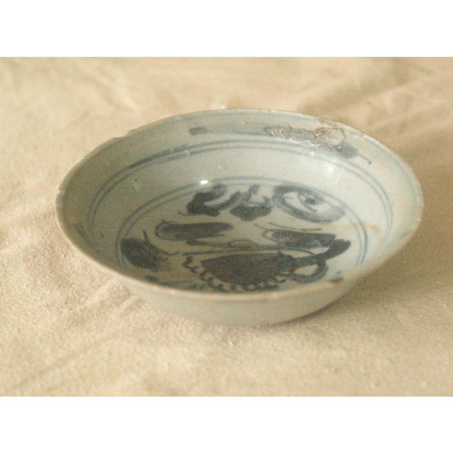 元 明時代 青花茶碗2種13ｃｍ 草花紋 中国古美術 アジア古陶器 検）古伊万里 茶道 花道_6