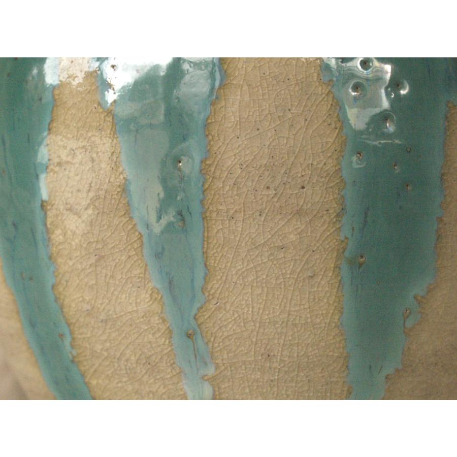 レア珍品 江戸 明治時代 上野焼 藁釉緑彩壺22.5cm 茶壺 青流