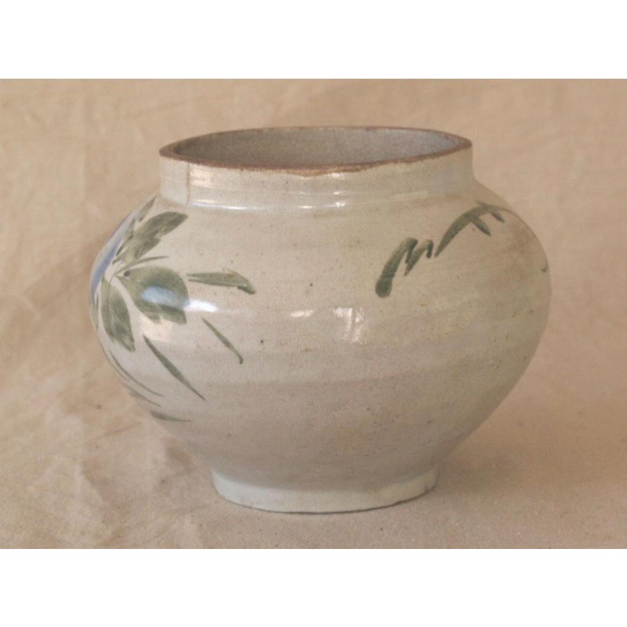 李朝染付 彩色小壷12.5ｃｍ 彩色小壷 色絵 茶道 華道 【虎渓】 朝鮮古美術