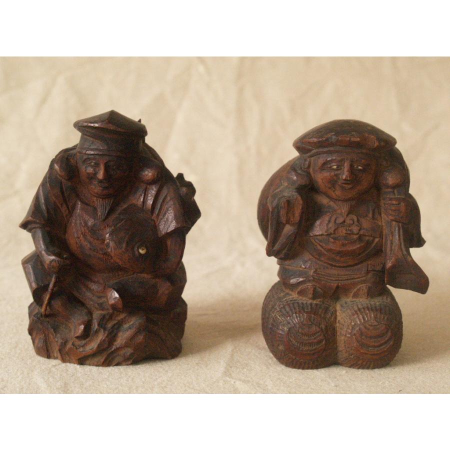 希少】縁起物 古伊万里大黒と恵比寿白磁厄除け縁起物旧家の蔵出し