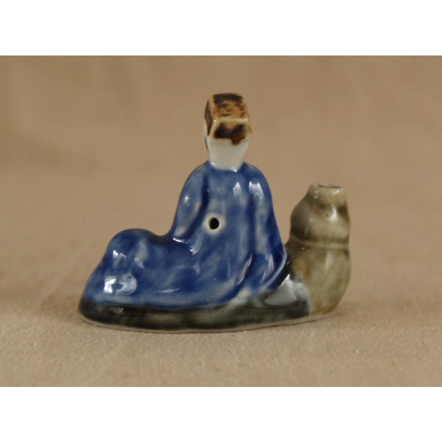 清時代　景徳鎮 青花染付賢人水差8.5ｃｍ 賢者 文房具 中国古美術 古玩 学業成就_4