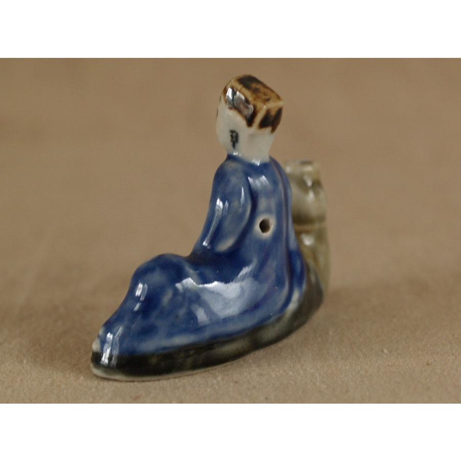 清時代　景徳鎮 青花染付賢人水差8.5ｃｍ 賢者 文房具 中国古美術 古玩 学業成就_5