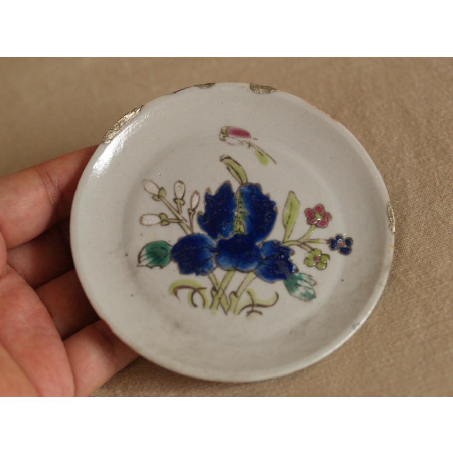 清時代 景徳鎮 粉彩 花紋皿10.5cm 中国古美術 古玩 景