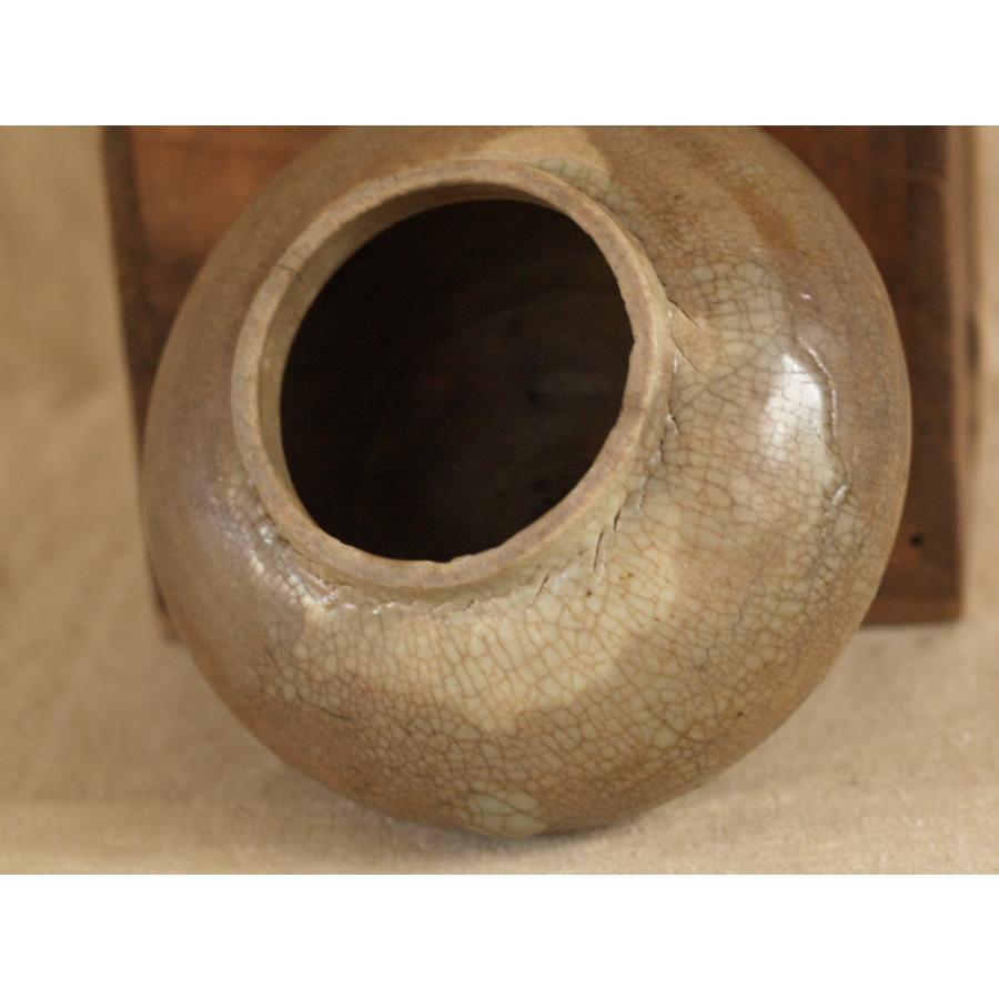 銘品 李朝 白磁雨漏手丸壺10.5cm 貫入壺 侘寂 白磁提灯壺 朝鮮