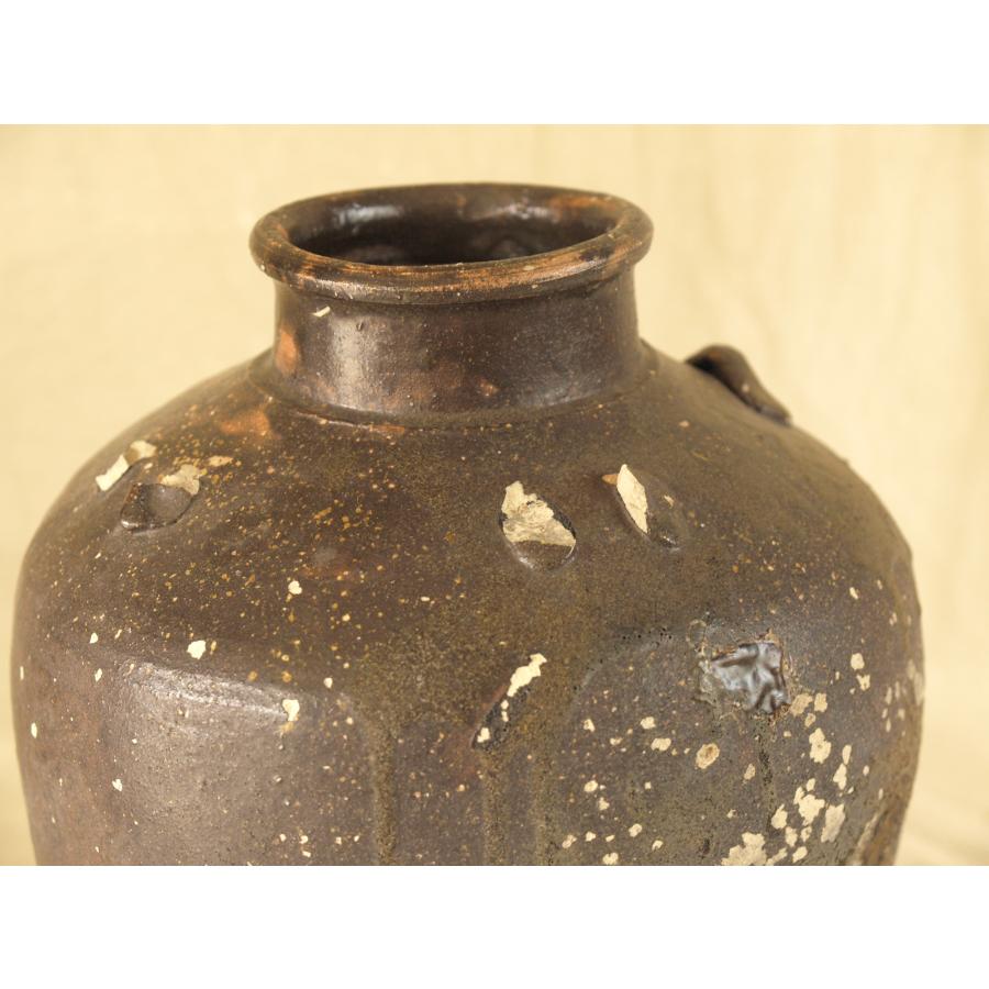 レア珍品 桃山時代 瀬戸黒四耳壺30cm 茶壷 古瀬戸 六古