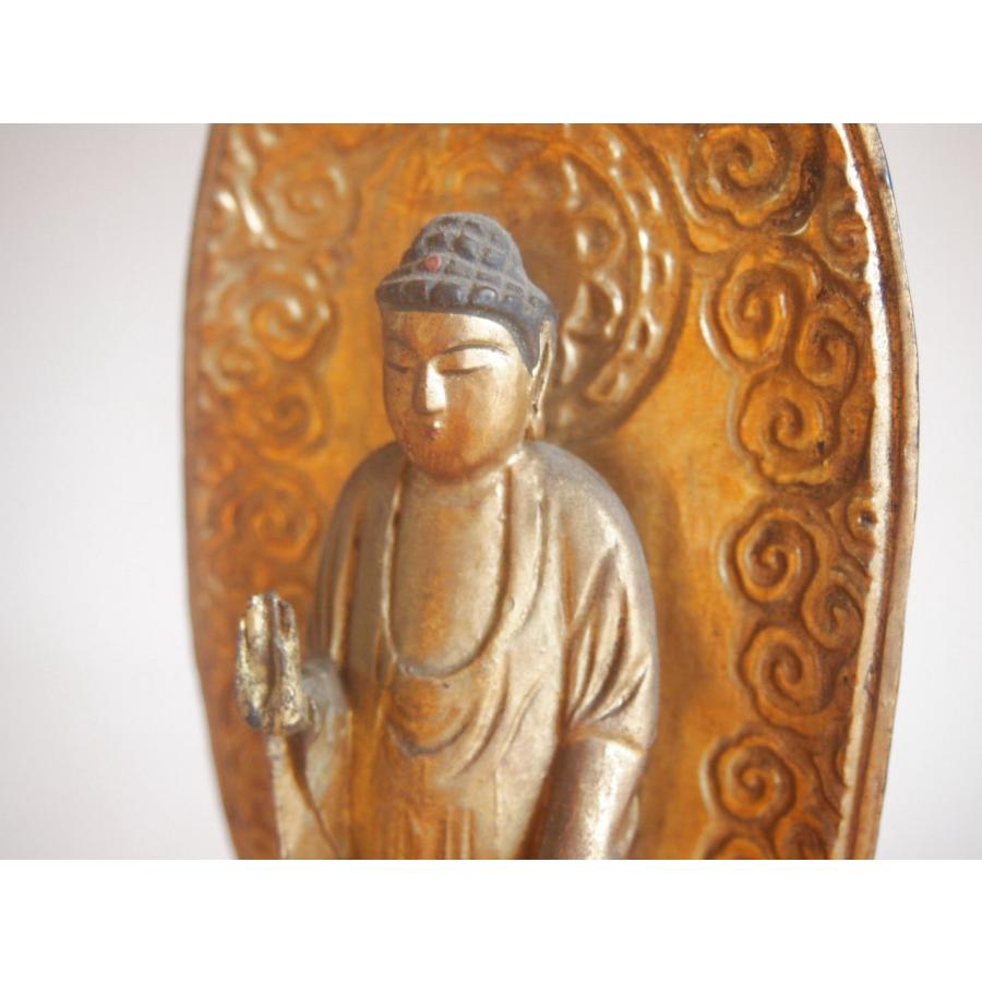 時代 絢爛豪華 鍍金阿弥陀如来立像32ｃｍ 木彫釈迦如来立像 仏教 仏像 浄土真宗_6