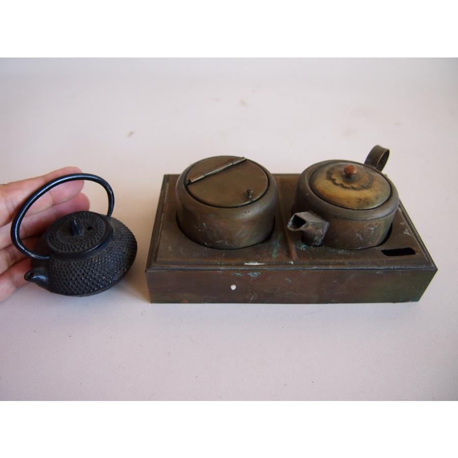 レア珍品 レトロ真鍮製 ミニチュア銅壷 鉄瓶 湯沸かし 囲炉裏 古道具