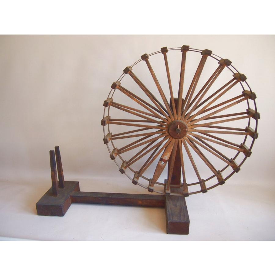 貴重 明治時代 常龍ヶ崎町糸車80cm 若井茂吉 木綿車 紡車 竹車