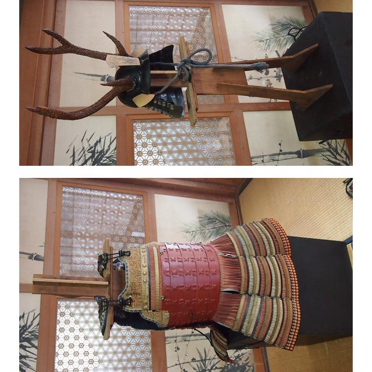 昭和レトロ 戦国名将 鹿角変わり十二間兜 赤塗二枚胴具足 実寸 5 昭和レトロ 戦国名将 鹿角変わり十二間兜 赤塗二枚胴具足 実寸 5
