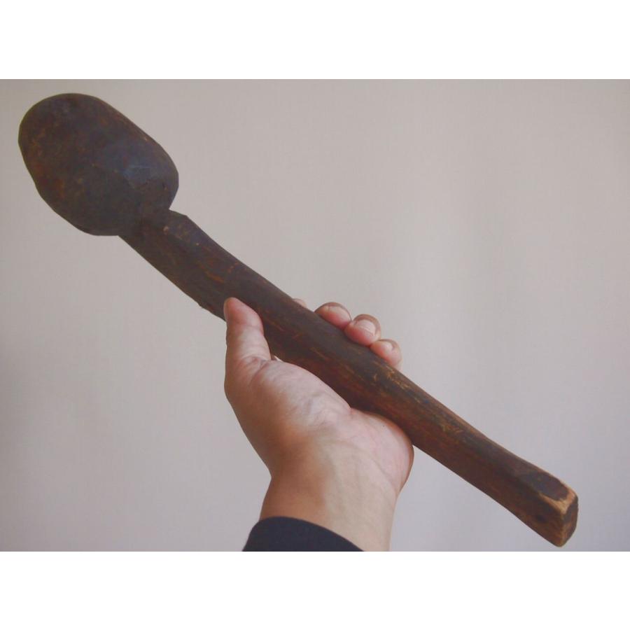 レア珍品 時代 木製肩たたき39.5cm ハンマー 古民具 古民藝 古道具
