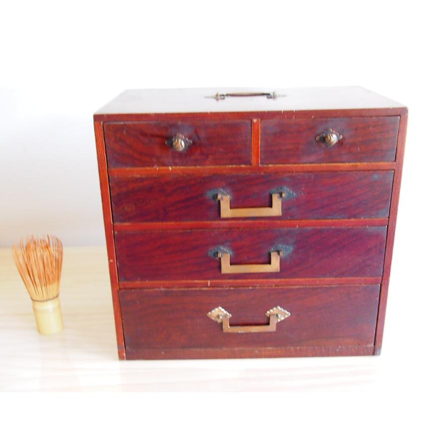 明治時代 木地呂塗 小引き出し27cm 漆塗 箪笥 収納 古道具