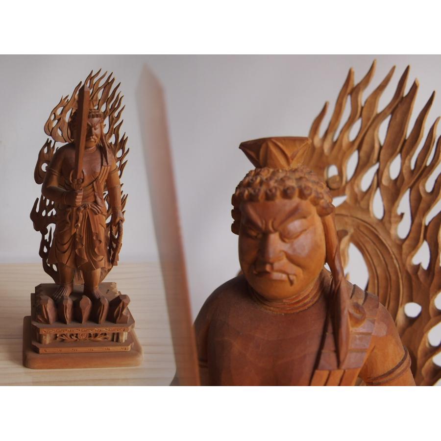 時代 木彫不動明王立像29cm神社仏閣 仏教 仏像 開運 縁起物 : EMA