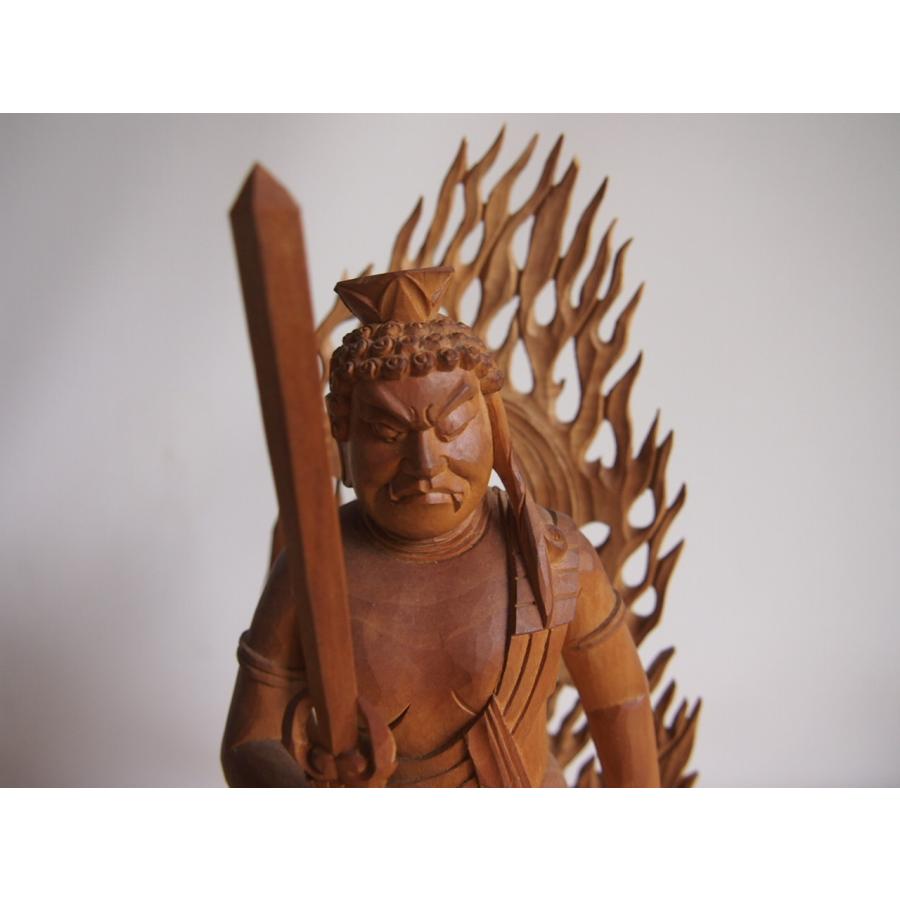 時代 木彫不動明王立像29cm神社仏閣 仏教 仏像 開運 縁起物 : EMA